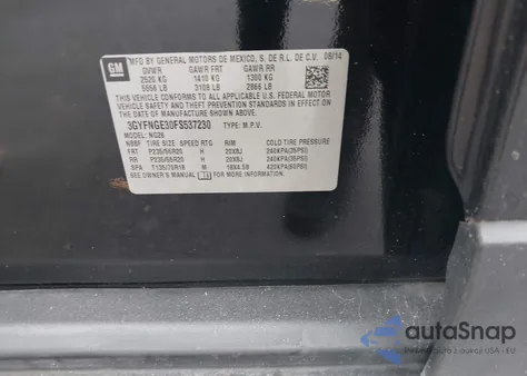 2015 Cadillac Srx Premium Collection из США, поврежденный, VIN 3GYFNGE30FS537230